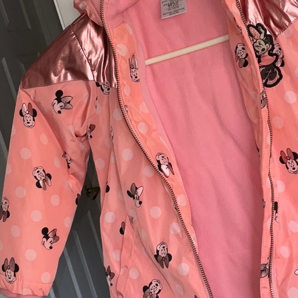 DISNEY MINNIE MOUSE EARS HOODED ROSE GOLD PINK RAINCOAT SIZE 4 - Picture 8 of 14